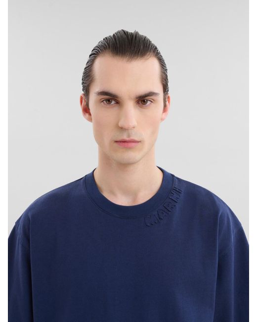 Marni Blue Logo Patch Crewneck T-Shirt for men