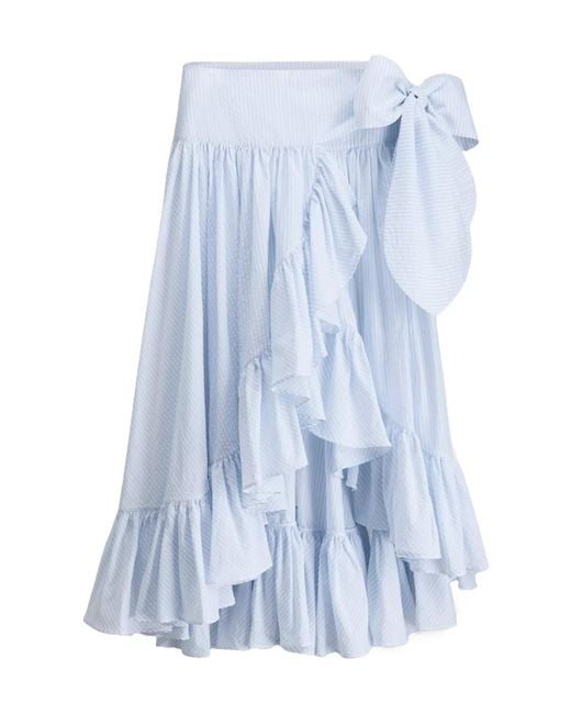 Dior Blue Iviera Mid-Length Ruffled Skirt