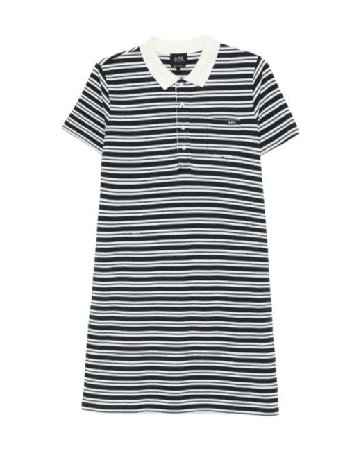 A.P.C. Blue Striped Polo Mini Dress