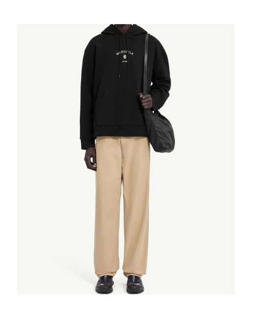 MM6 by Maison Margiela Black Logo Printed Drawstring Hoodie for men