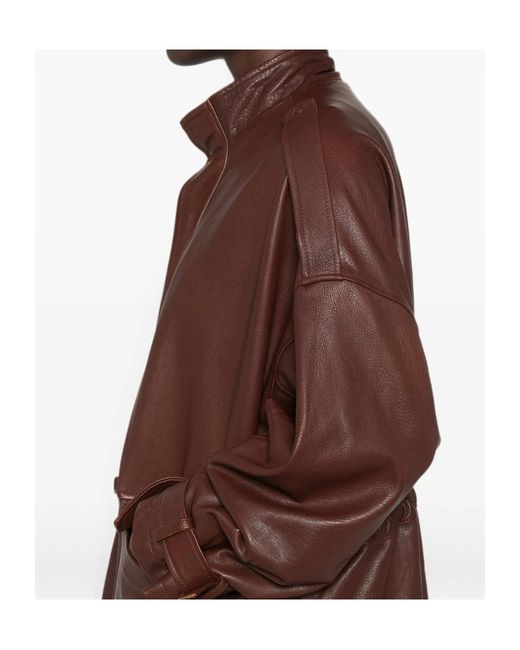 Giorgio Brato Brown Long-Sleeve Leather Jacket