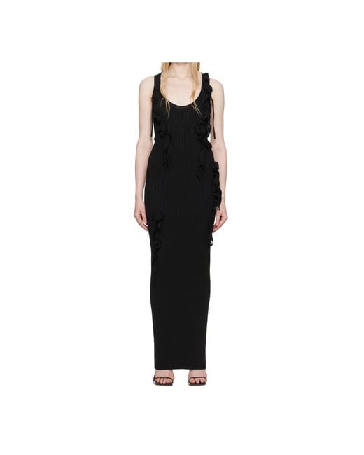 Coperni Black Ribbon-Detail Knitted Maxi Dress