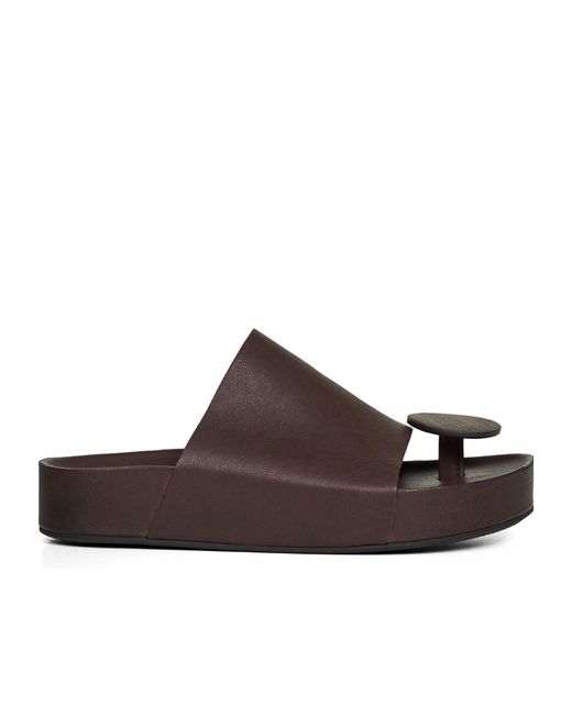 Uma Wang Brown Toe Round Head Slippers