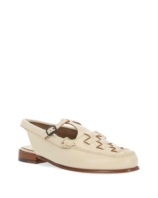 Hereu White Roqueta Slingback Moccasins