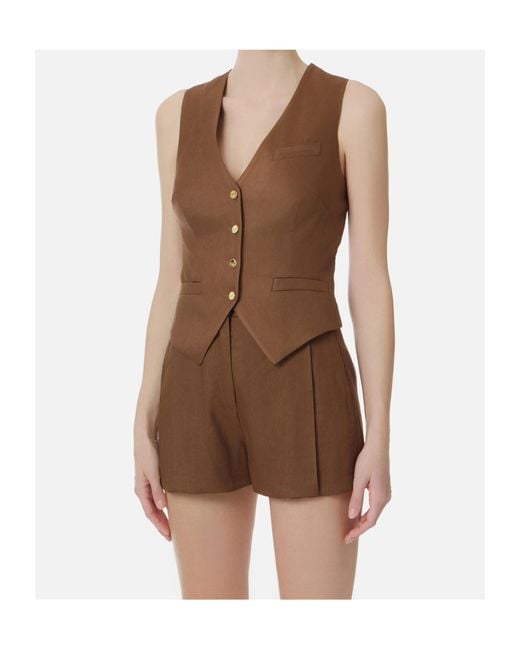 Elisabetta Franchi Brown Crêpe Waistcoat