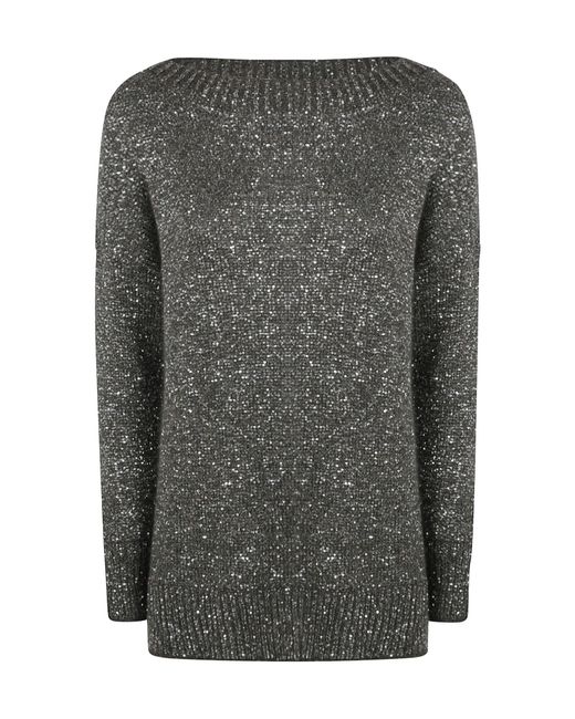 D.exterior Gray Sequined Boatneck Knitwear