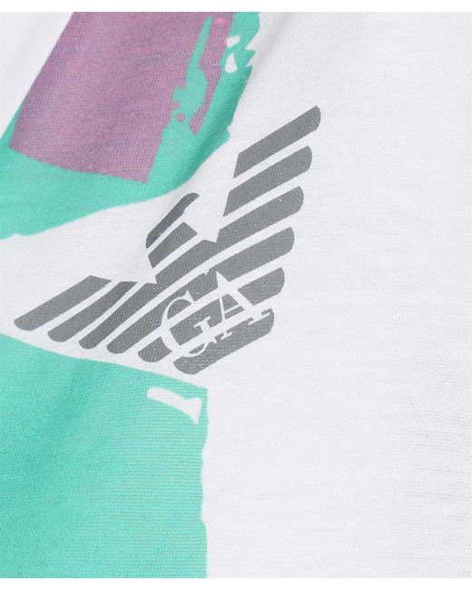 Emporio Armani White Logo-Print V-Neck T-Shirt