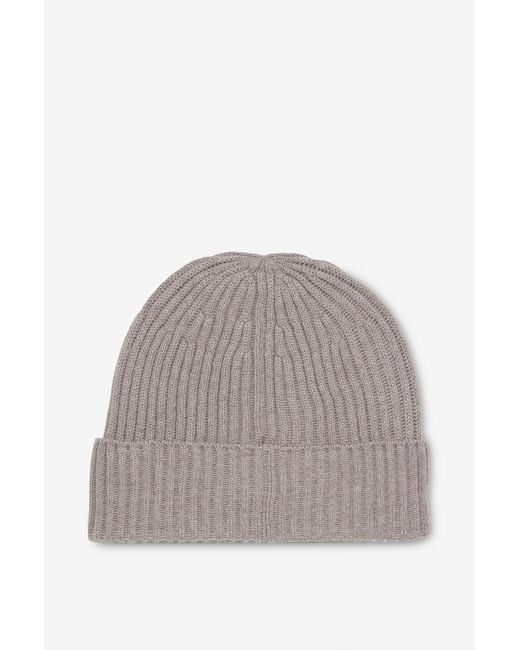 Brunello Cucinelli Gray Ribbed Knit Hat for men