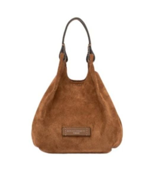 Gianni Chiarini Brown Suede Top Handle Shoulder Bag