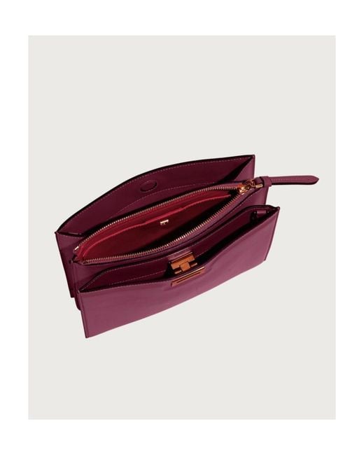 Ferragamo Purple Trifold Cross-Body Bag