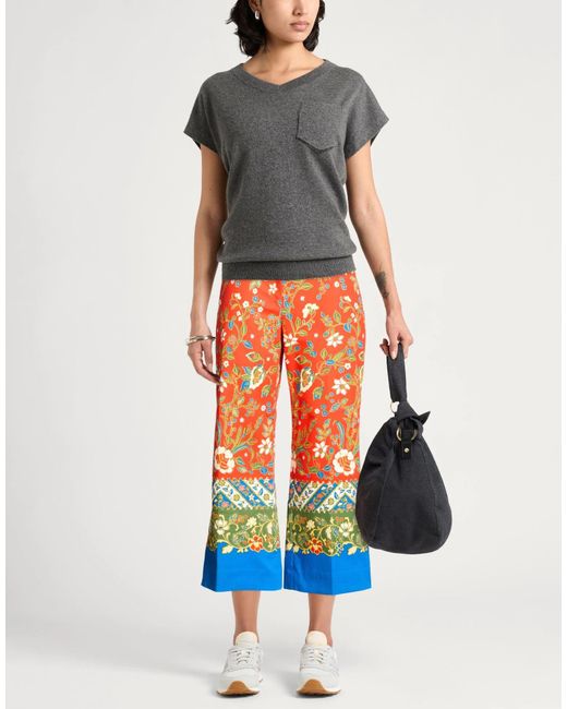 Tory Burch Orange Straight Floral Pants