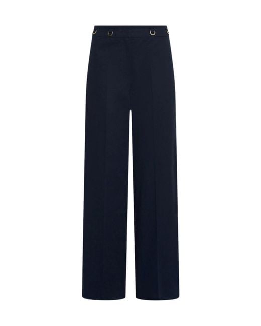 Marella Blue Straight-Fit Gabardine Trousers