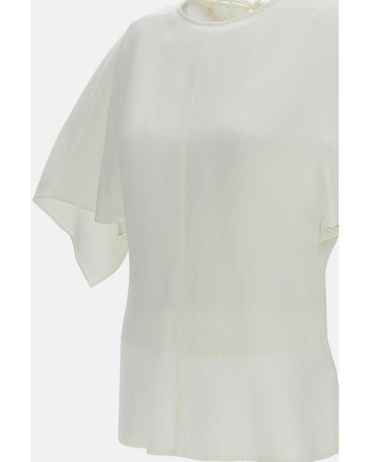 Stella McCartney White Asymmetric Crew Neck Top