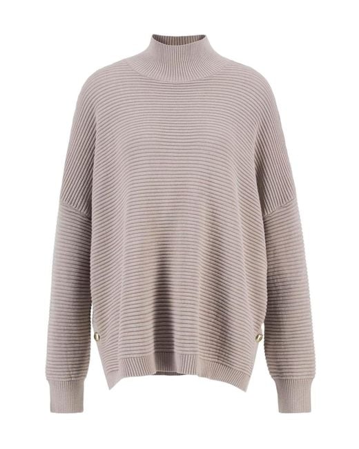 Barbour Gray Kaia Funnel-Neck Jumper