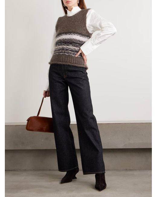 SLVRLAKE Denim Black Grace High-Waisted Wide-Leg Jeans