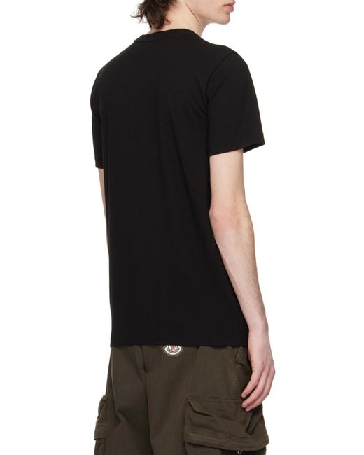Moncler Black Flocked Logo T-Shirt for men