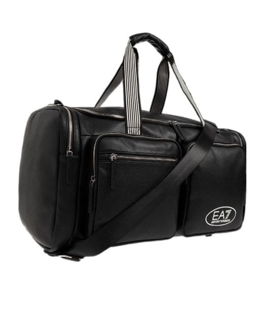 EA7 Black Logo Duffel Bag for men
