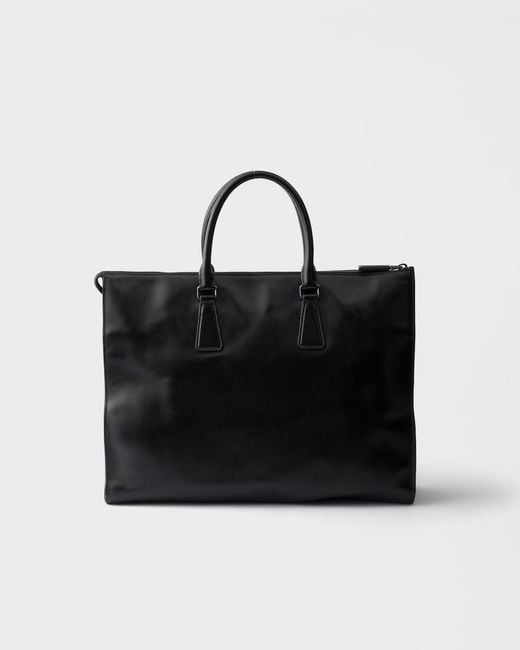 Prada Black Leather Tote Bag for men