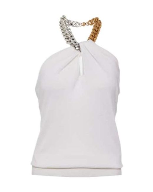 Stella McCartney White Embellished Halterneck Wool Top