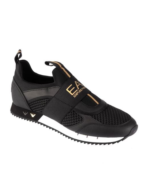 EA7 Black Round Toe Sneakers for men