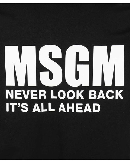 MSGM Black Logo Printed Crewneck T-Shirt for men