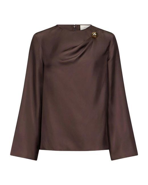 Loulou de Saison Brown Azae Draped Top