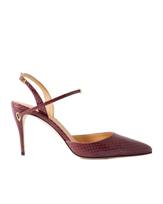 JENNIFER CHAMANDI Pink Vittorio 85 Elaphe Point-Toe Slingback Pumps