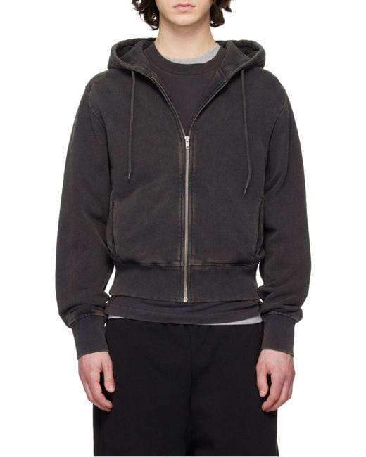 Entire studios Black Slim Zip-Up Hoodie for men