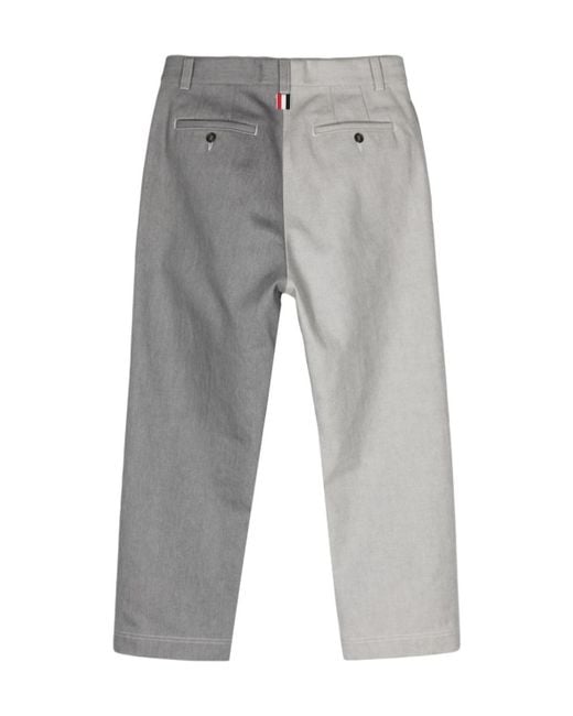 Thom Browne Gray Two-Toned Mid-Rise Jeans for men