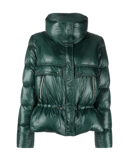 Herno Green Peplum Puffer Jacket