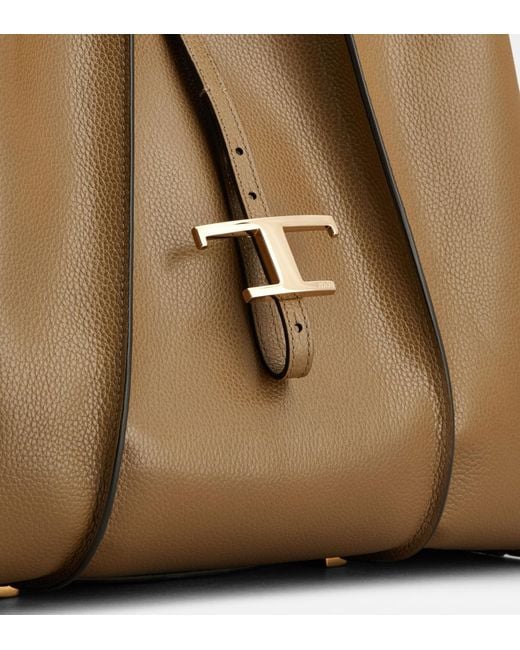 Tod's Brown T Timeless Medium Shopping Bag