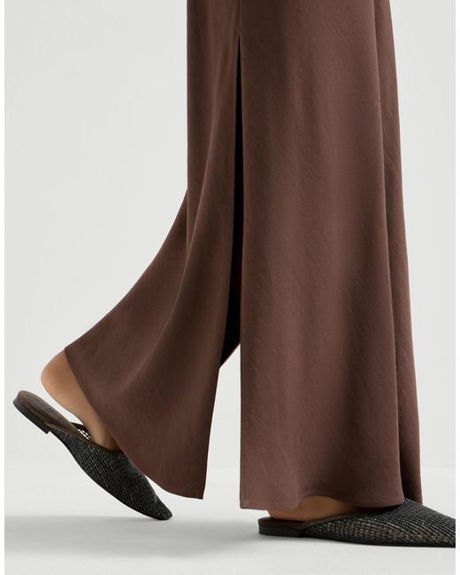 Brunello Cucinelli Brown Fluid Bias-Cut Skirt
