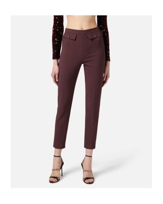 Elisabetta Franchi Purple High-Waist Trousers