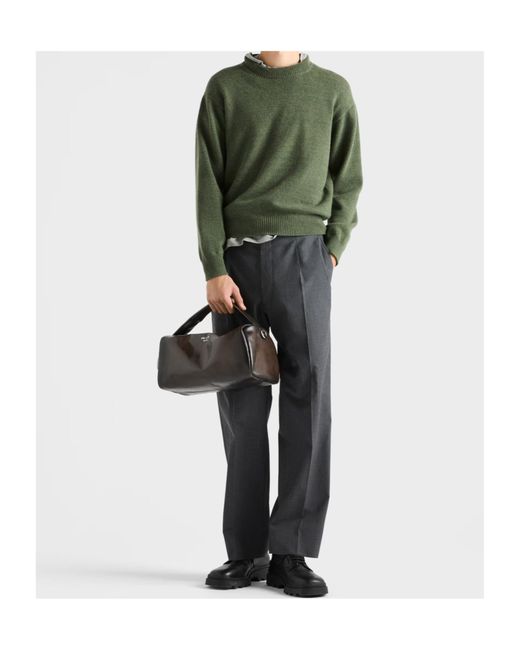 Prada Green Long-Sleeved Crewneck Jumper for men