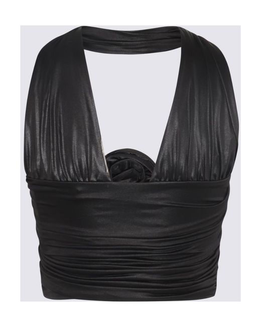 ROTATE BIRGER CHRISTENSEN Black Ruched Halterneck Top