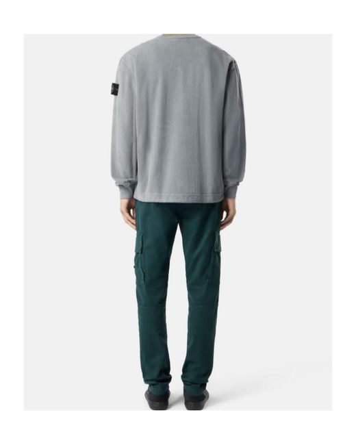 Stone Island Gray Comfort-Fit Crewneck Sweatshirt With Shoulder Inserts for men