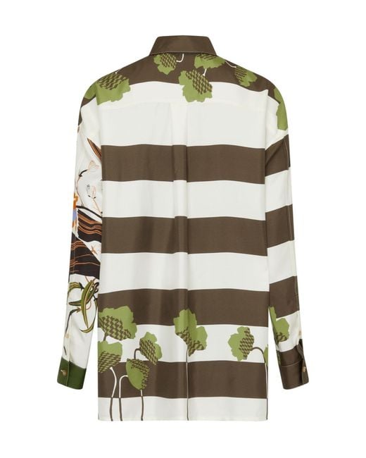Loewe Gray Printed Silk Long-Sleeved Shirt