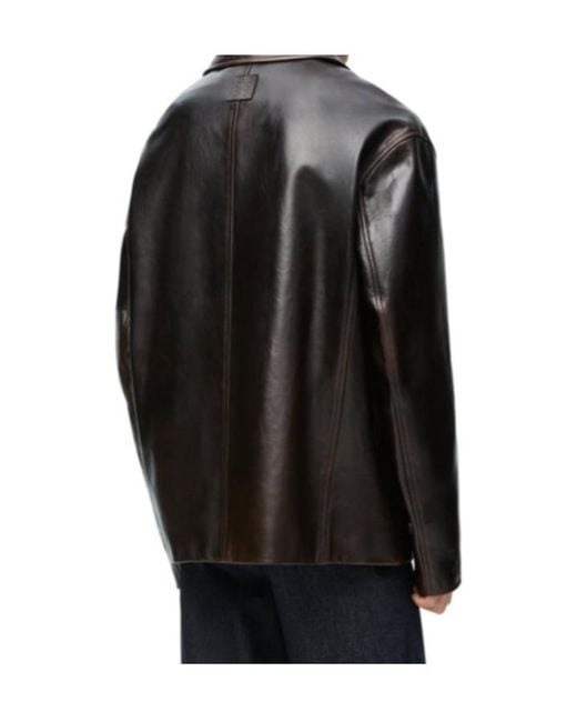 Loewe Black Button Fastened Leather Jacket for men