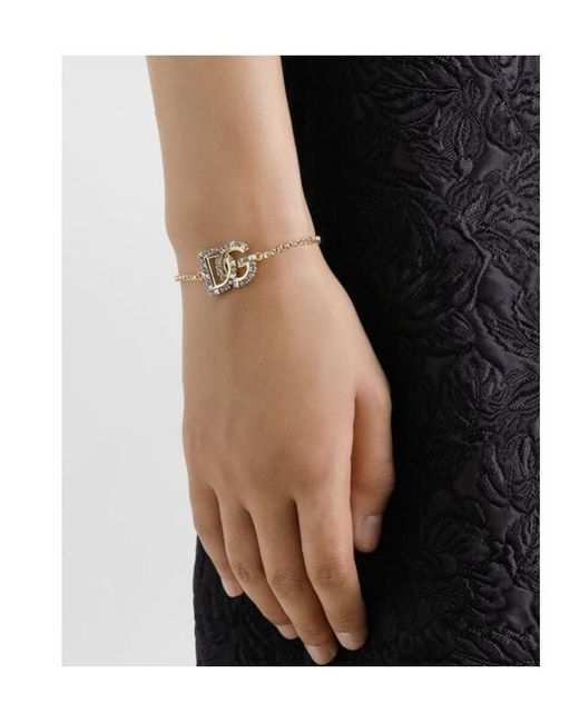 Dolce & Gabbana Metallic Dg Logo Embellished Bracelet