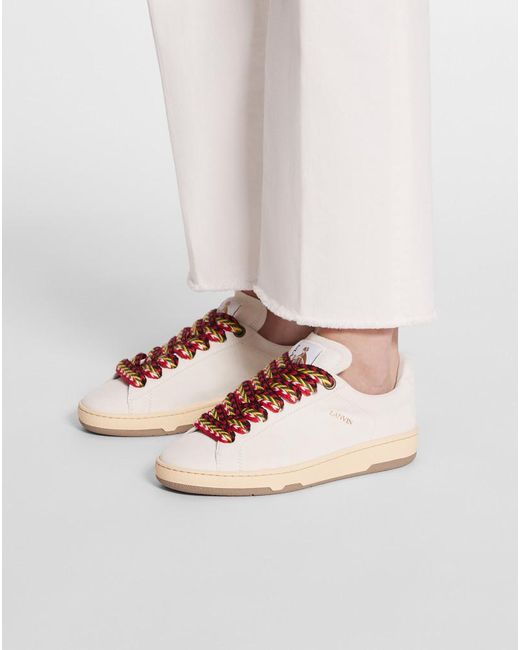 Lanvin White Suede Low-Top Sneakers