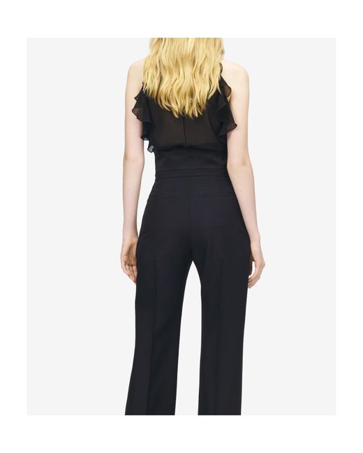 McQueen Black Silk Ruffled Top