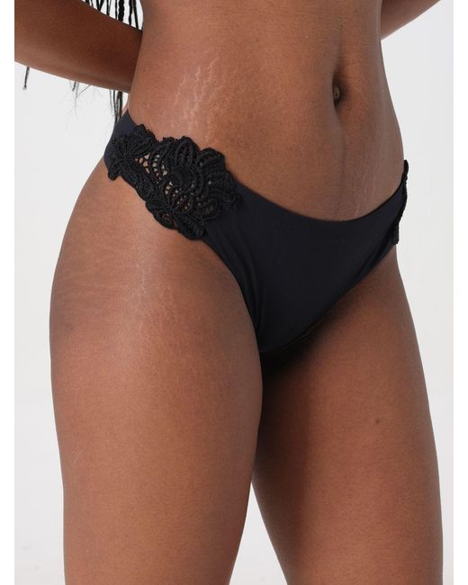 Ermanno Scervino Blue Floral-Lace Bikini Bottoms
