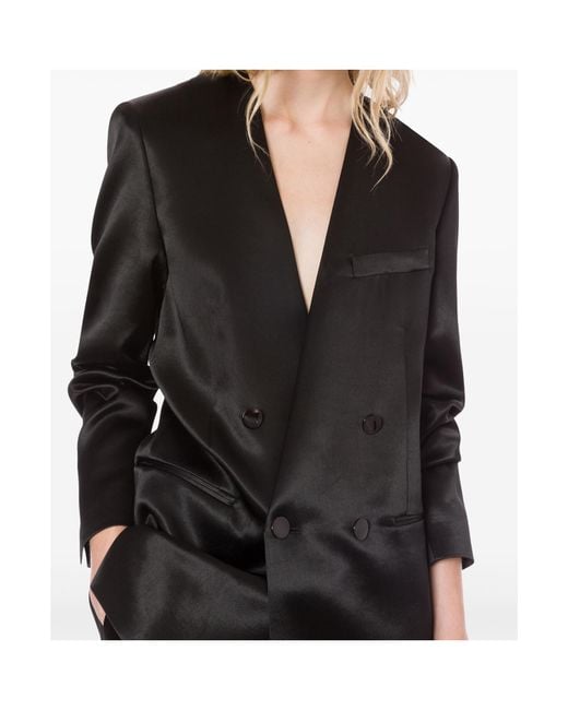 Philosophy Di Lorenzo Serafini Black Double Breasted Satin Blazer