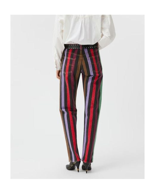 Versace Red Vertical Striped Jeans
