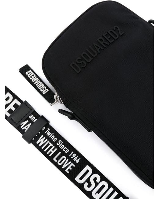DSquared² Black Logo-Plaque Zipped Shoulder Bag for men