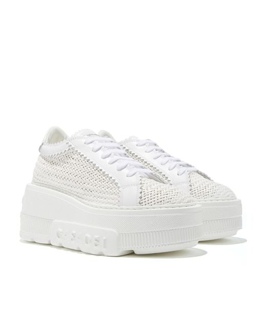 Casadei White Interwoven-Detailed Chunky Lace-Up Sneakers