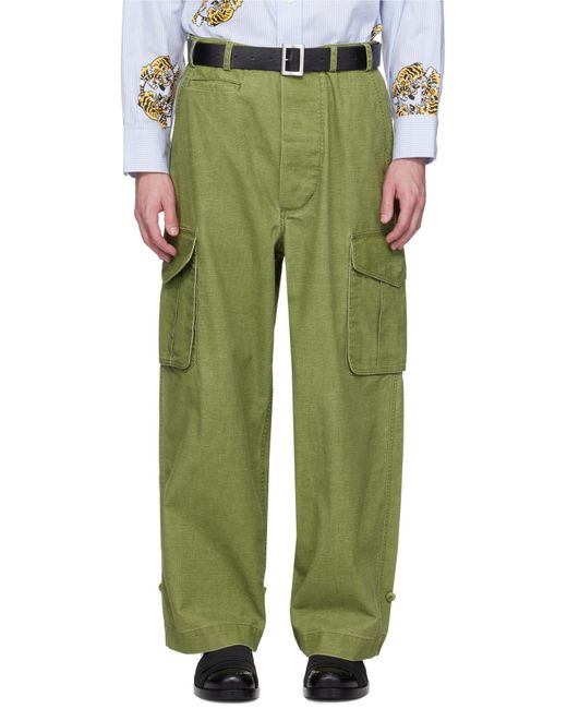 KENZO Green Adjustable Cargo Pants for men