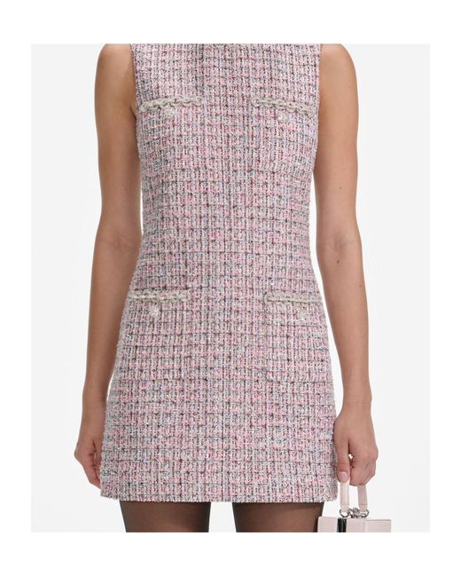 Self-Portrait Pink Boucle Sleeveless Mini Dress