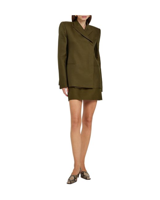 Khaite Green Double-Breasted Wool And Silk-Blend Blazer