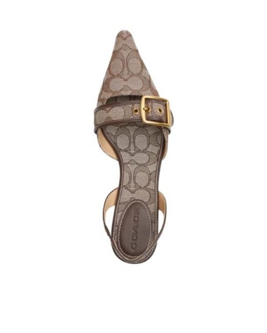 COACH Metallic Monogram-Jacquard Slingback Sandals
